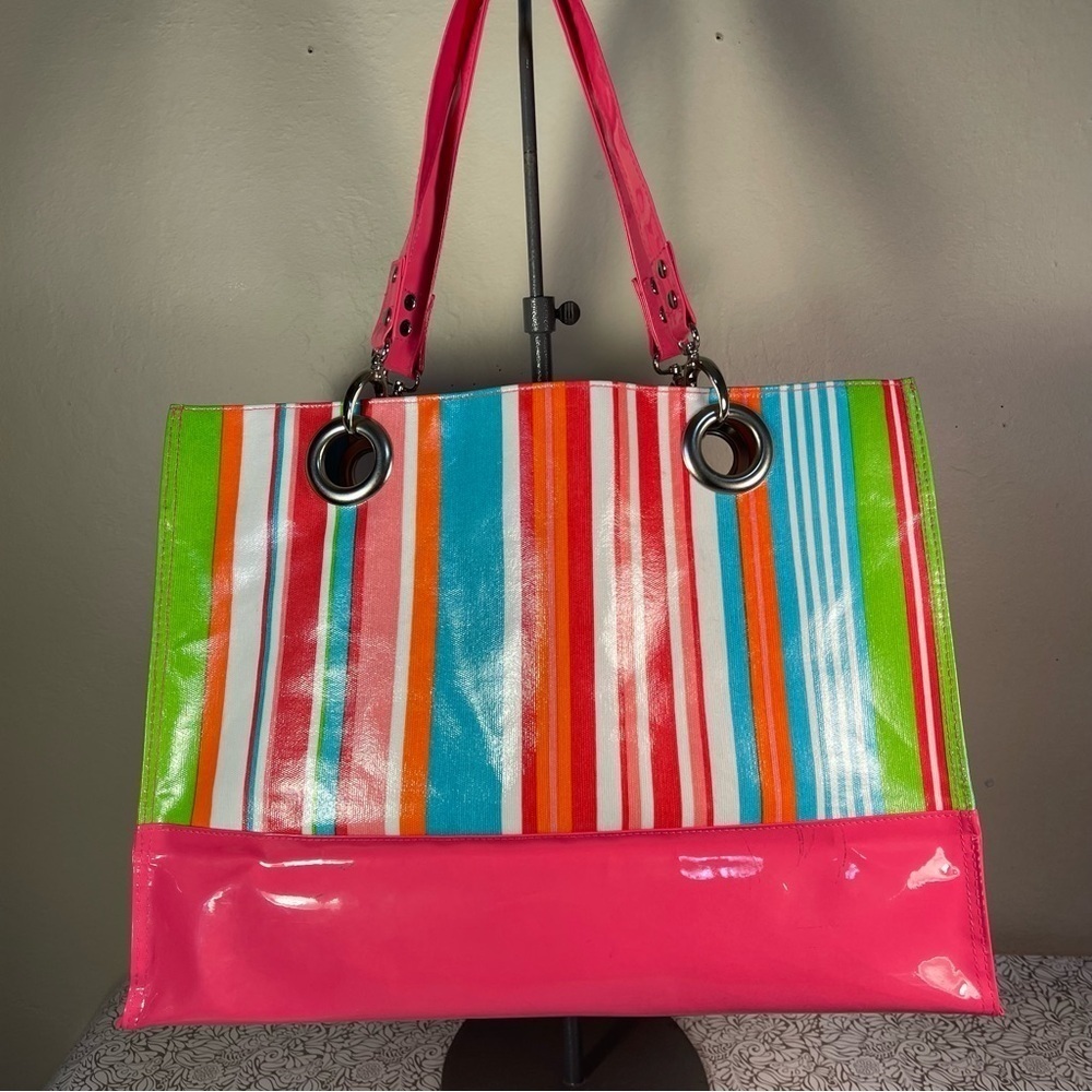 TWO'S Company Large PVC Beach Bag Waterproof Pool Vacation Tote Shopper